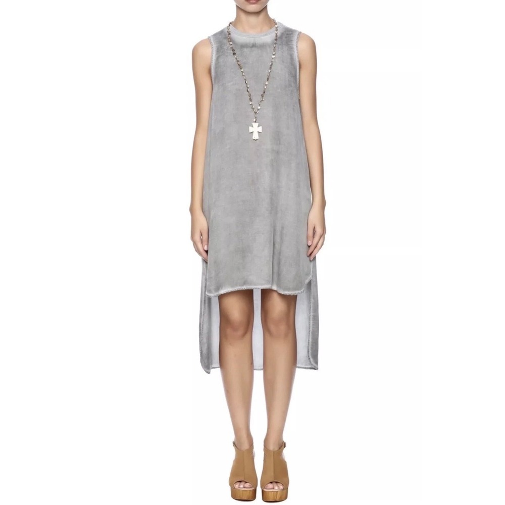 Cloth & Stone Grey Tencel High Low Sleeveless Shift Dress‎ C6806-680 Small - Picture 3 of 12